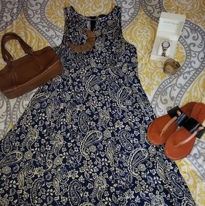 Blue/Beige Paisley Dress
